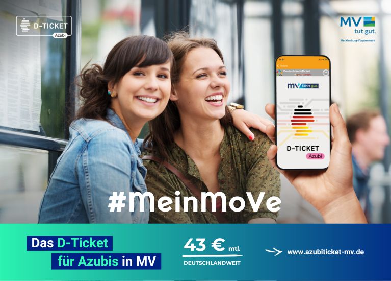 Werbemotiv D-Ticket Azubi für Auszubildende in Mecklenburg-Vorpommern